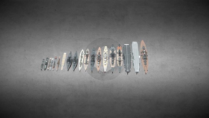 Low Poly warships 3D Model