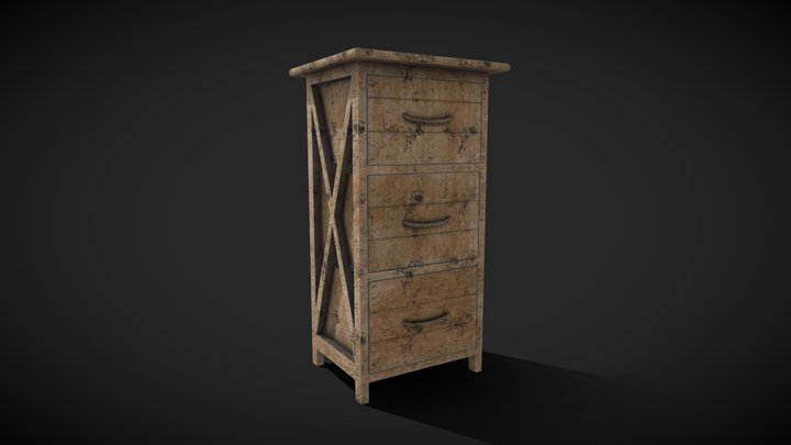 Wooden Drawer 3D Model