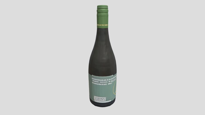 Red wine bottle with labels on front 3D Model