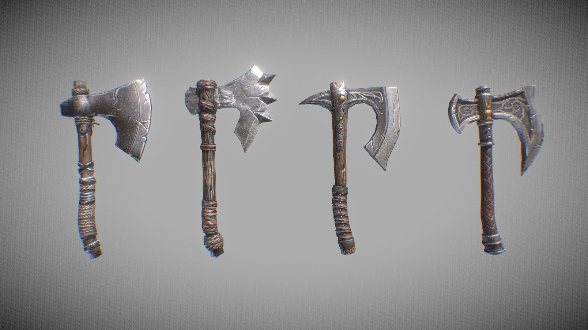 Fantasy Hand Axes - 3D model by Pixelated Adventures ...