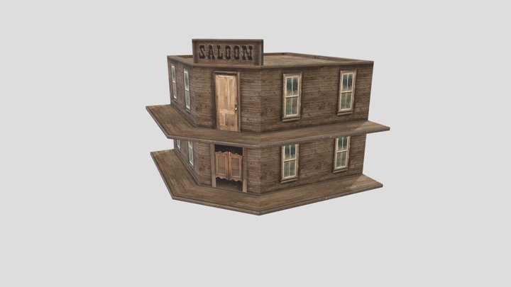 Low Poly Western Saloon 3D Model
