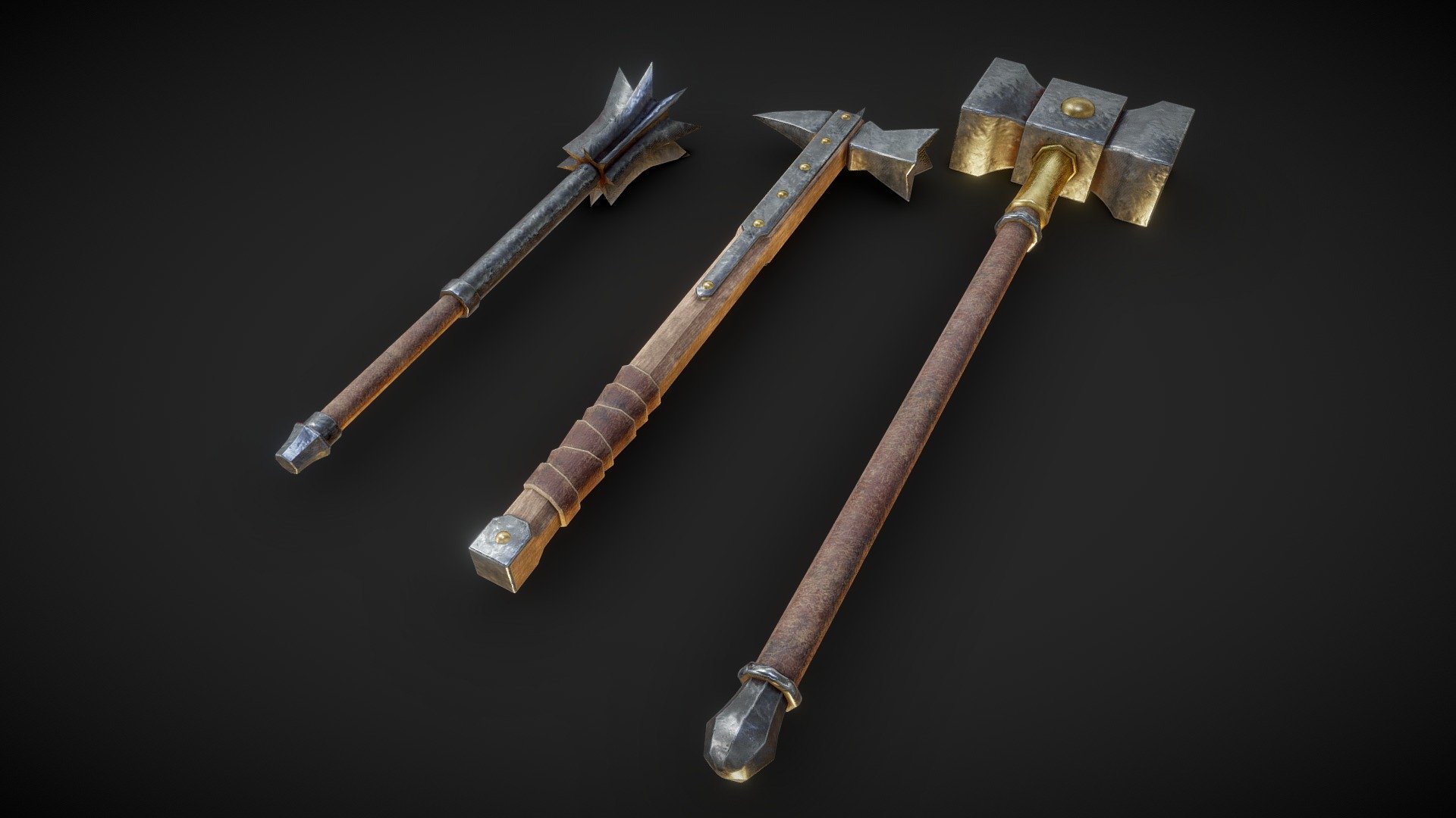 mace , warhammer & maul Buy Royalty Free 3D model by Joan LP