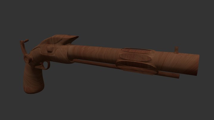 Old wooden gun 3D Model