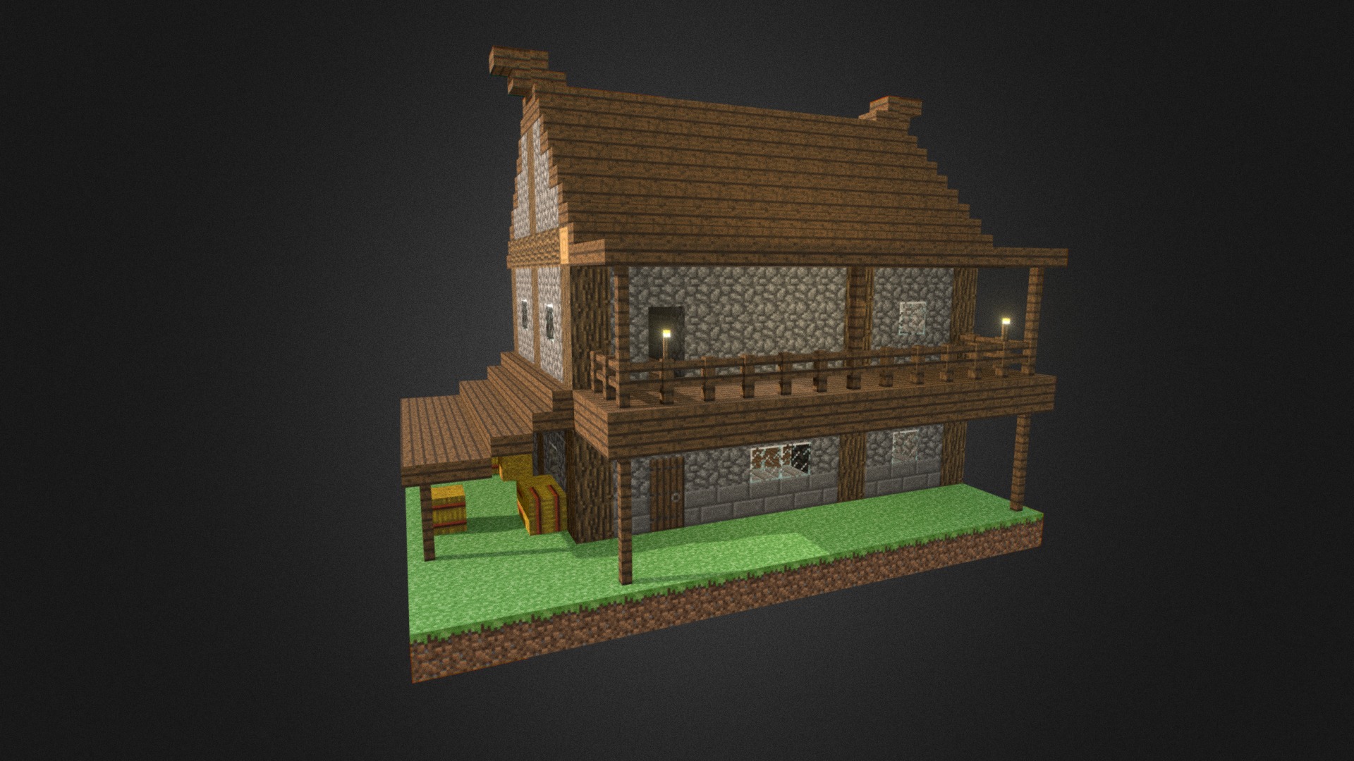 Minecraft Custom House - Download Free 3D model by Blender3D