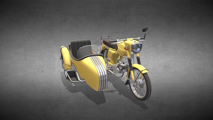 Generic motorcycle w sidecar 3D Model