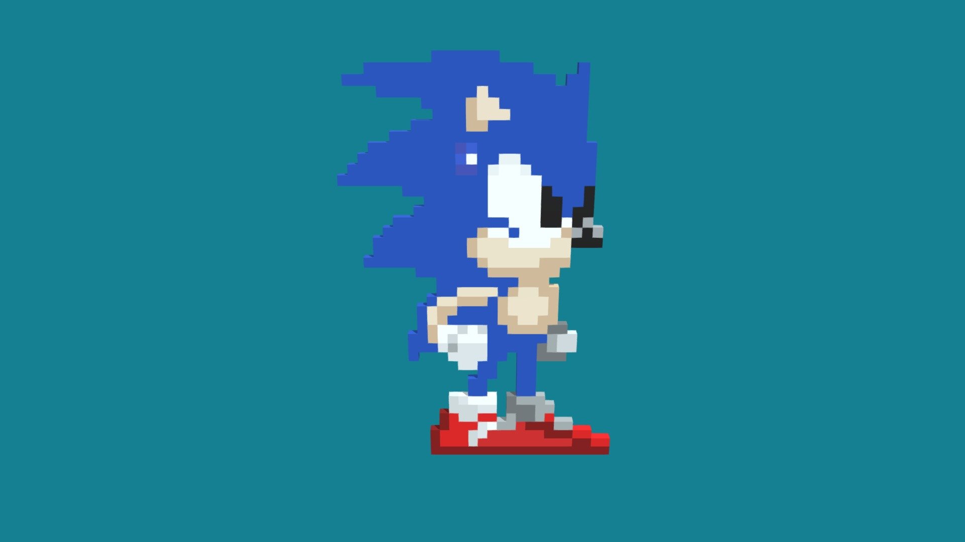 Pixel Sonic the hedgehog. - Buy Royalty Free 3D model by Dr. Heinz ...