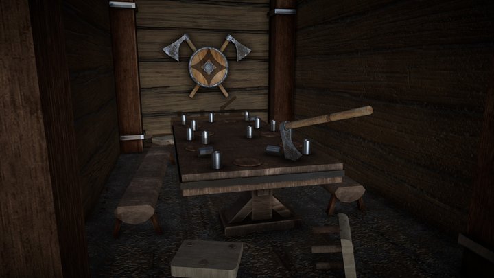 Viking Hall Environment 3D Model