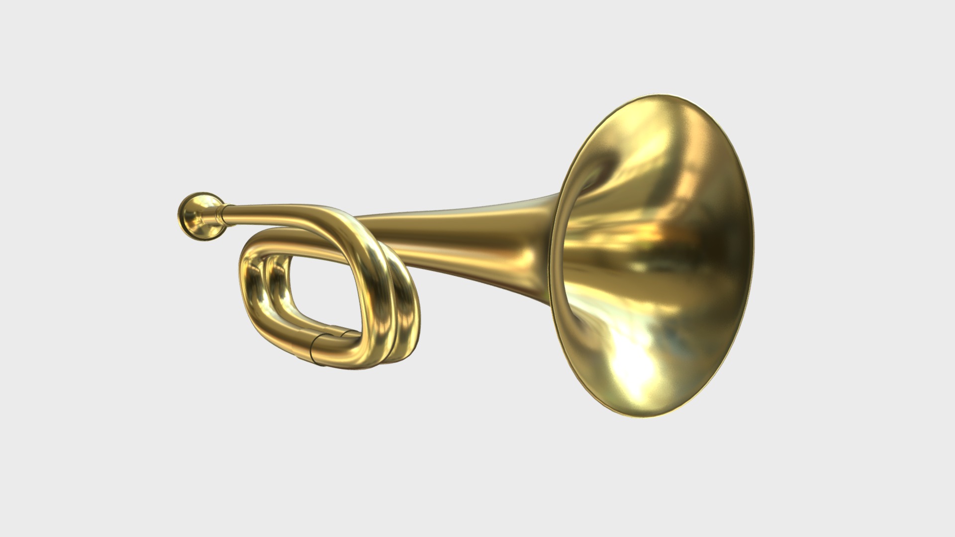 3D model Cavalry trumpet - This is a 3D model of the Cavalry trumpet. The 3D model is about a gold and silver trumpet.