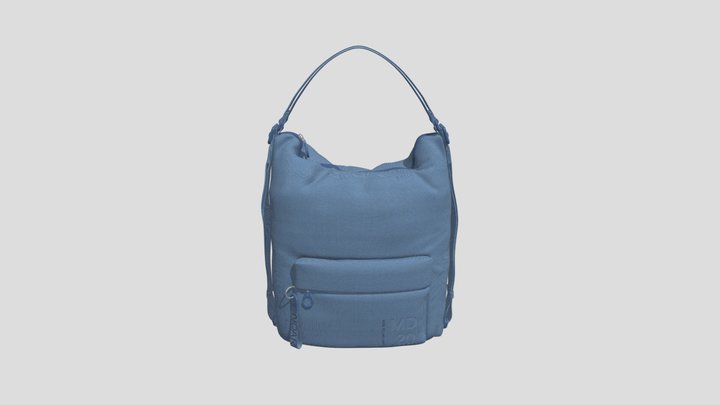 Modern Blue Nylon Shoulder Bag 3D Model
