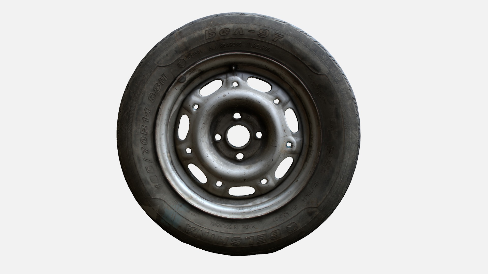 3D model Dirty Tire - This is a 3D model of the Dirty Tire. The 3D model is about a black tire with a white background.