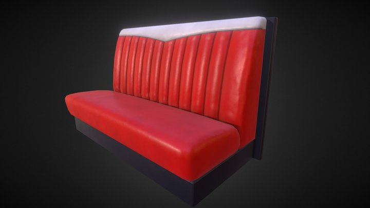 1950s Diner classic leather bench 3D Model