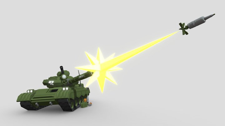 Low-poly T-55 Fortyforka Tank [Unturned] 3D Model