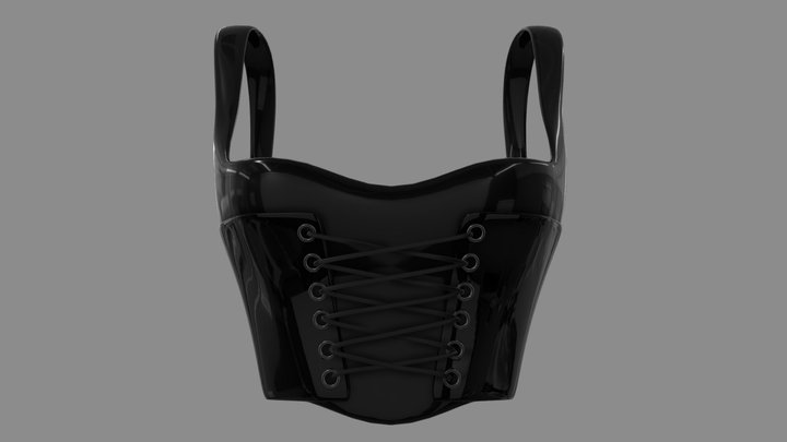 3D model Black Leather Underbust Victorian Corset Top VR / AR / low-poly