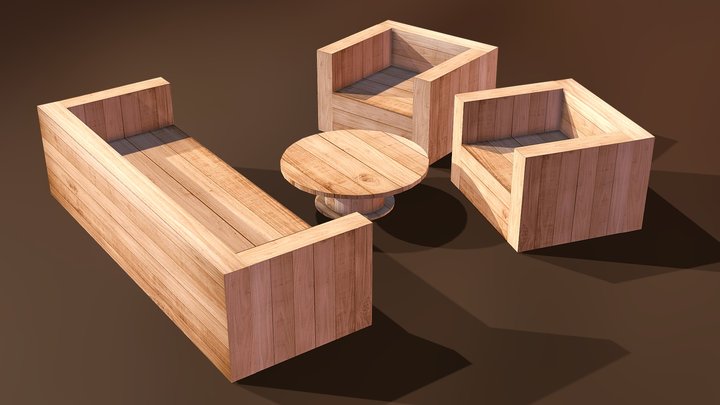 Furniture meuble interior outside garden wood 3D Model
