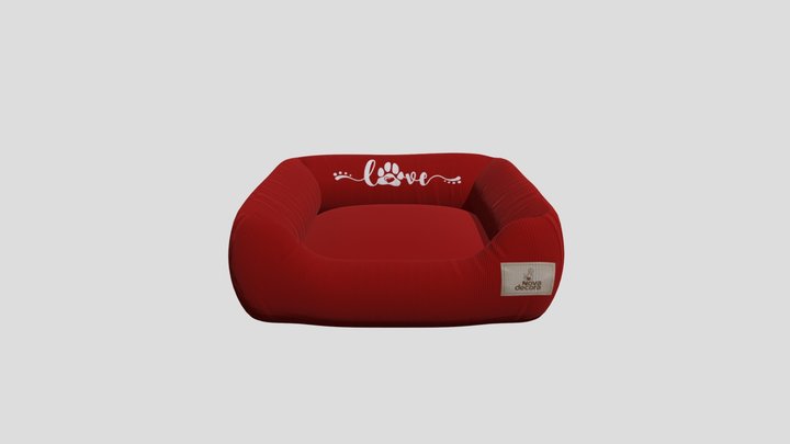 Cama Para Pet Vermelha Love Aveludado 3D Model
