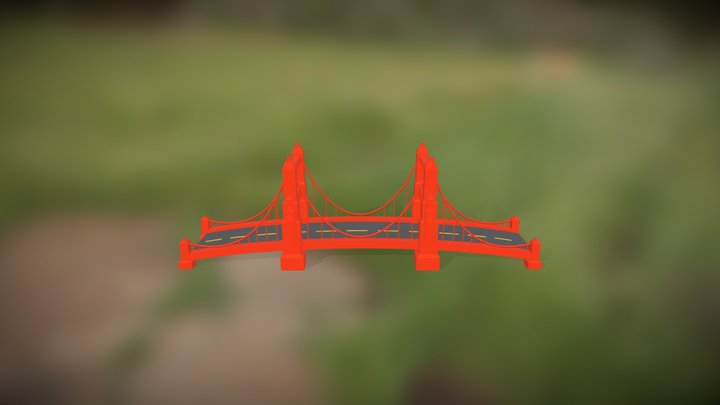 Golden Gate Bridge Stylized Low Poly 3D Model