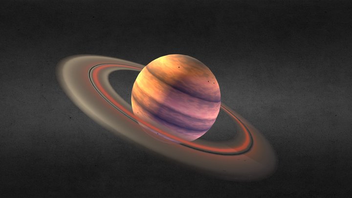 Ringed Gas Giant Planet 3D Model