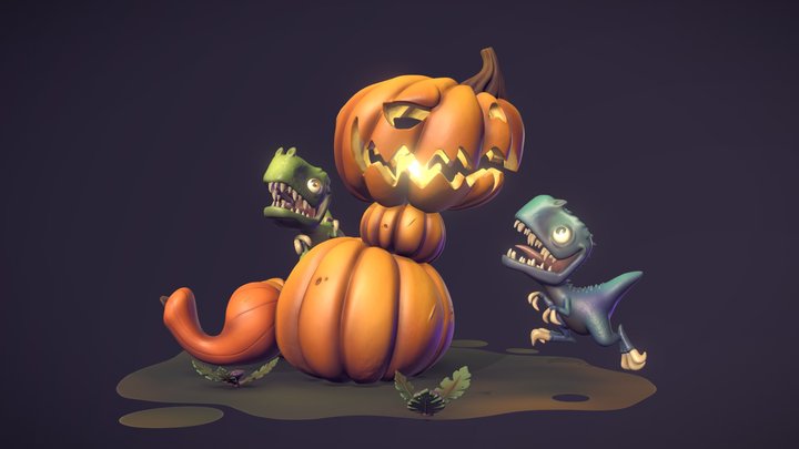 Halloween Dino Lantern 3D Model