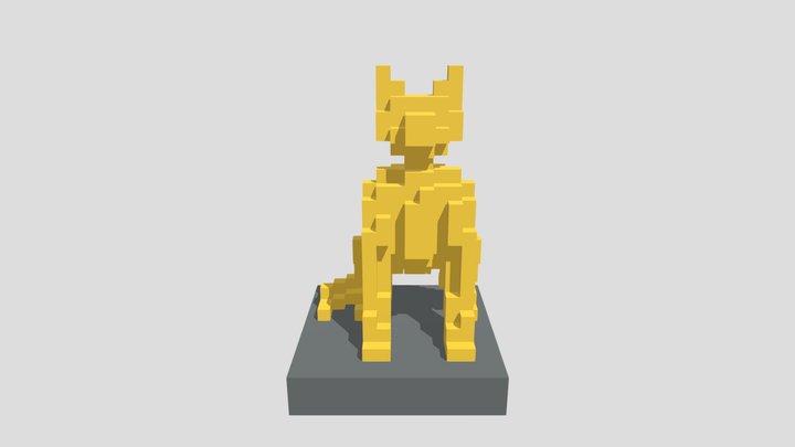 Golden Cat Satue 3D Model