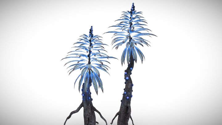 Alien Fantasy Plant - Bioluminescent Sword Tree 3D Model
