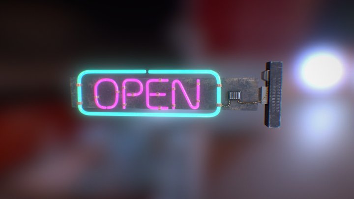 Neon open sign 3D Model