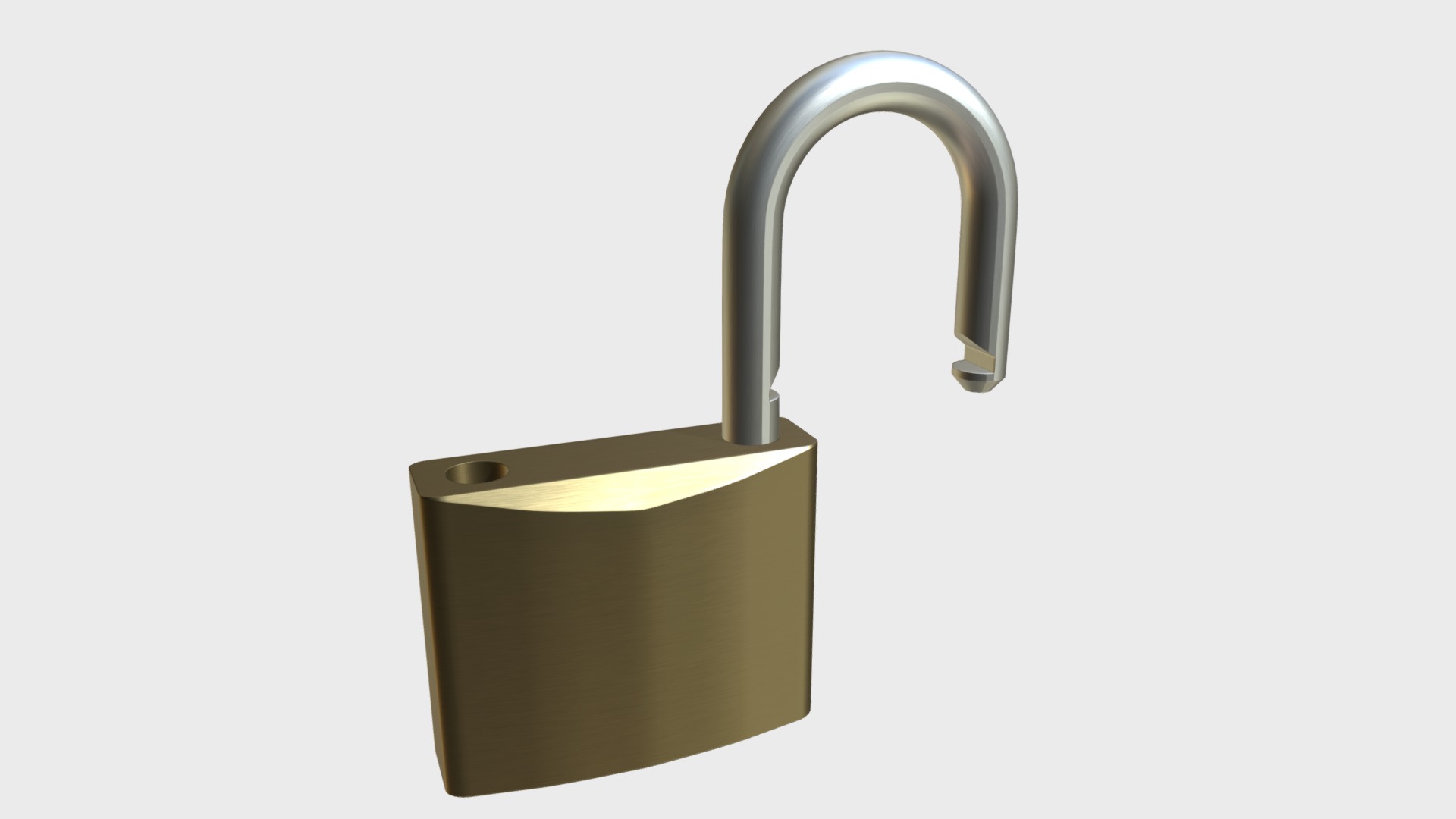 3D model Openable padlock - This is a 3D model of the Openable padlock. The 3D model is about a metal padlock with a handle.