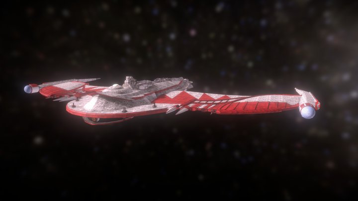 Que'tarian Empire Raven Class Star Eagle Cruiser 3D Model
