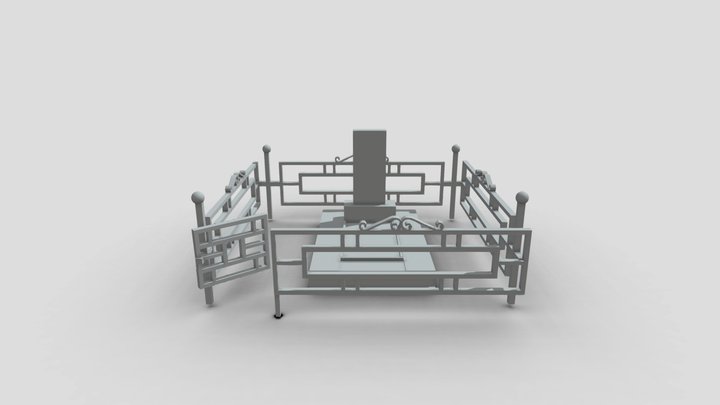 monument gravestone burial fence for the grave 3D Model