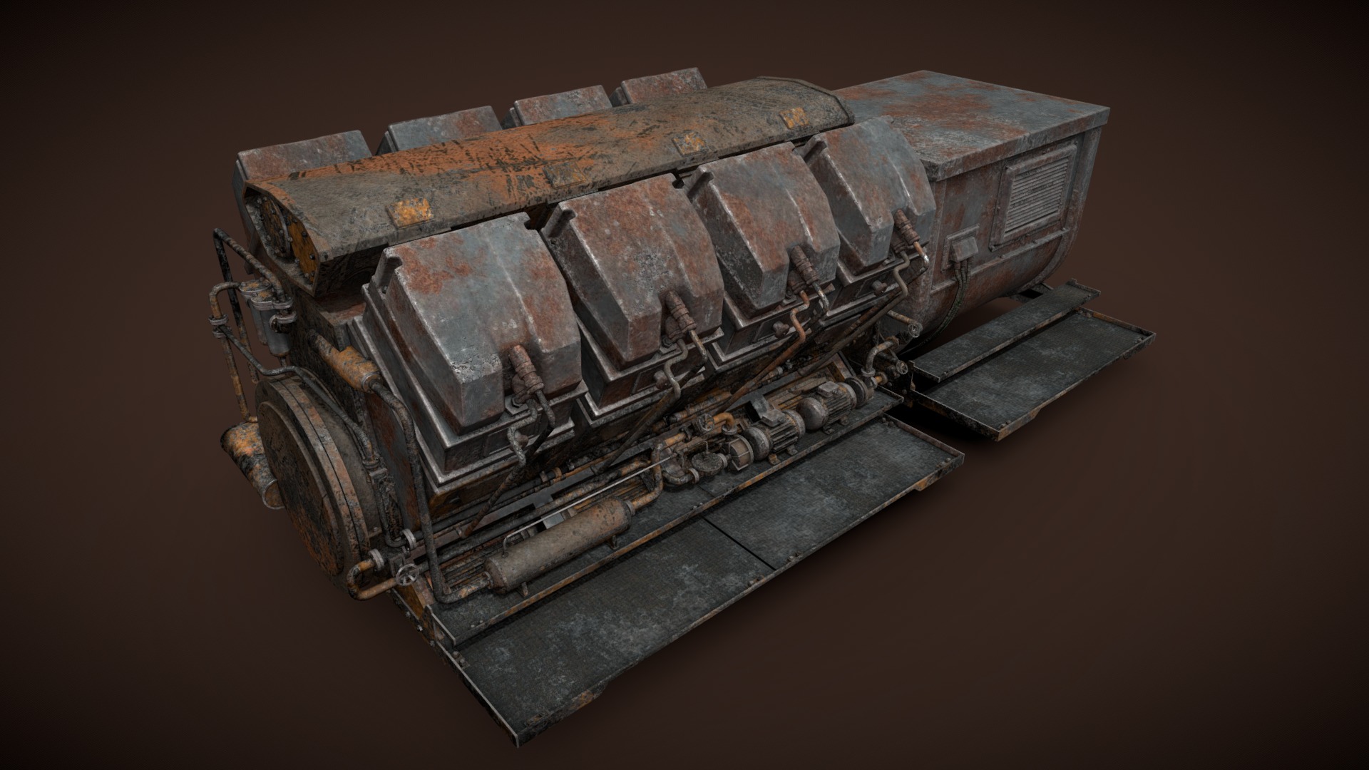 3D model Rusted machinery device - This is a 3D model of the Rusted machinery device. The 3D model is about a metal object with a screw.