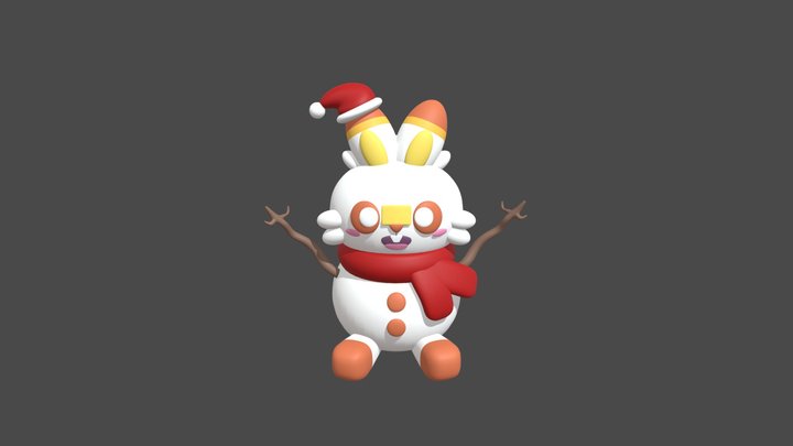 Scorbunny Snowman 3D Model