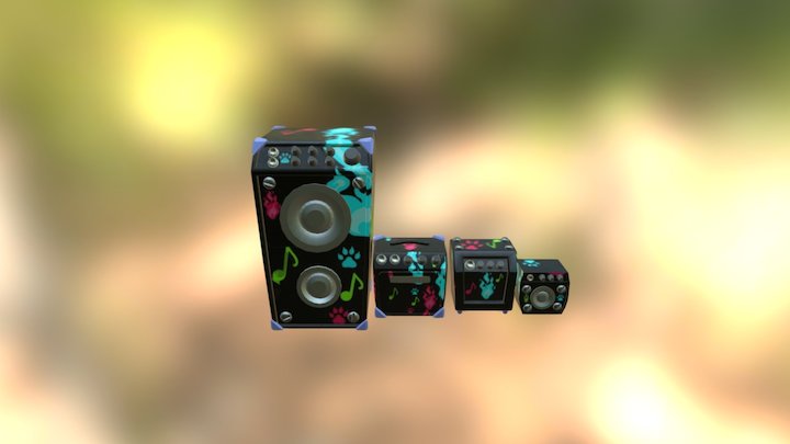 Amps and Speaker Textured 3D Model