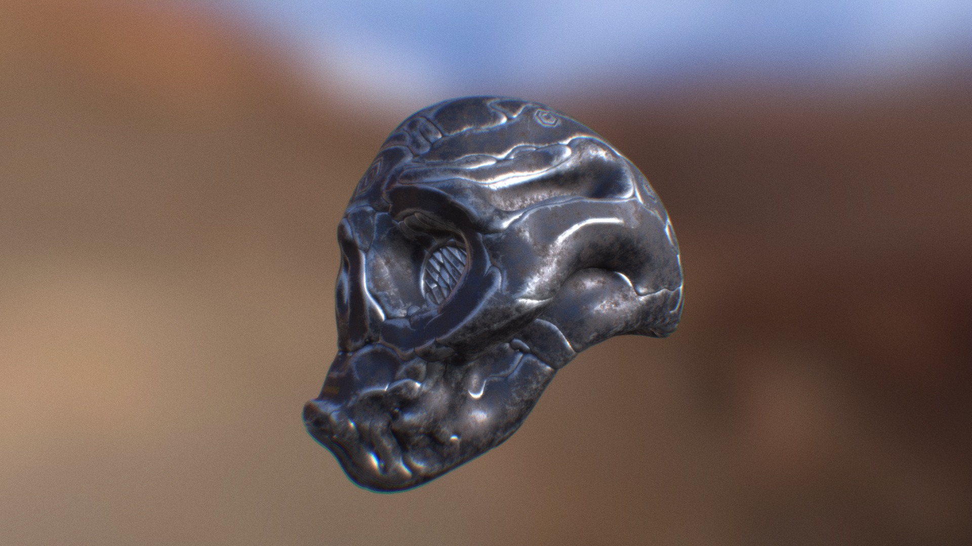 3D model Skull  M - This is a 3D model of the Skull  M. The 3D model is about a shiny metal object.
