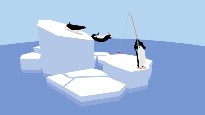 Penguin beach on the ice floe 3D Model