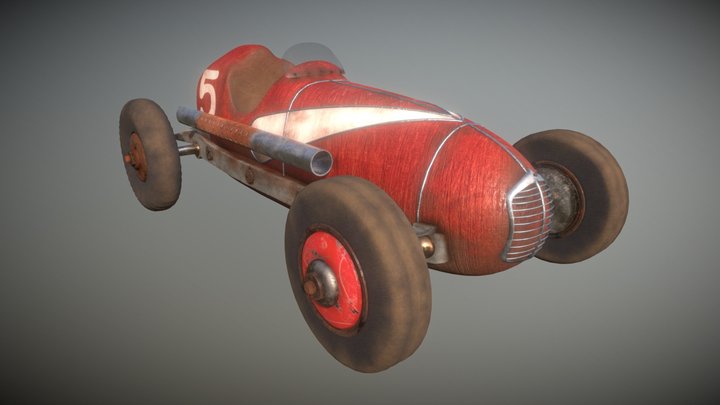 Retro Racer Toy Car 3D Model