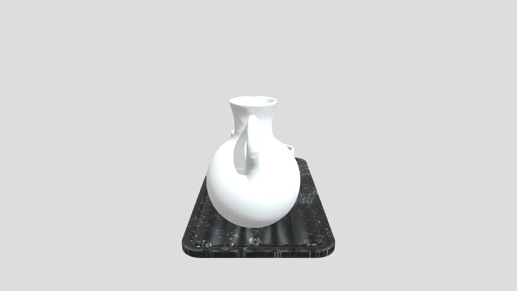 Tray With Clay Jug And Cups