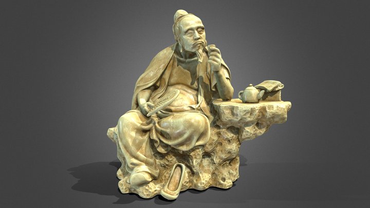 古人饮酒雕诗人塑 3D Model
