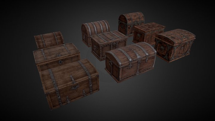 Medieval/Fantasy style Loot crates 3D Model
