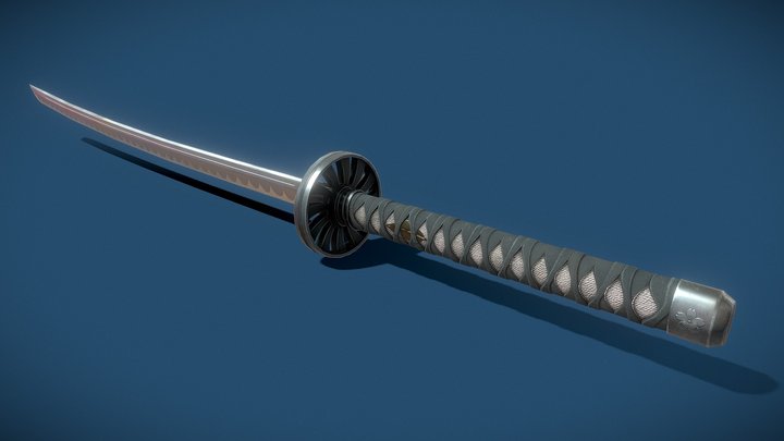 Samurai Katana Sword Low Poly Game Ready 3D Model