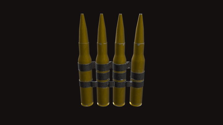50 Cal Ammo Rounds 3D Model