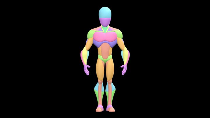 Stylized Muscles Male 3D Model