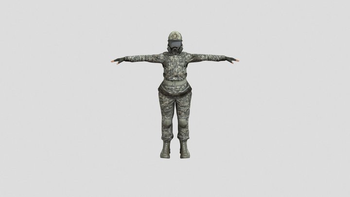 Female Soldier 3D Model
