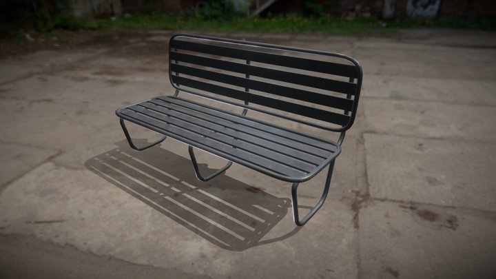 Metal Garden Outdoor Bench Sitting 3D Model