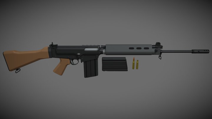 low-poly FN FAL – Free 3D Model STL