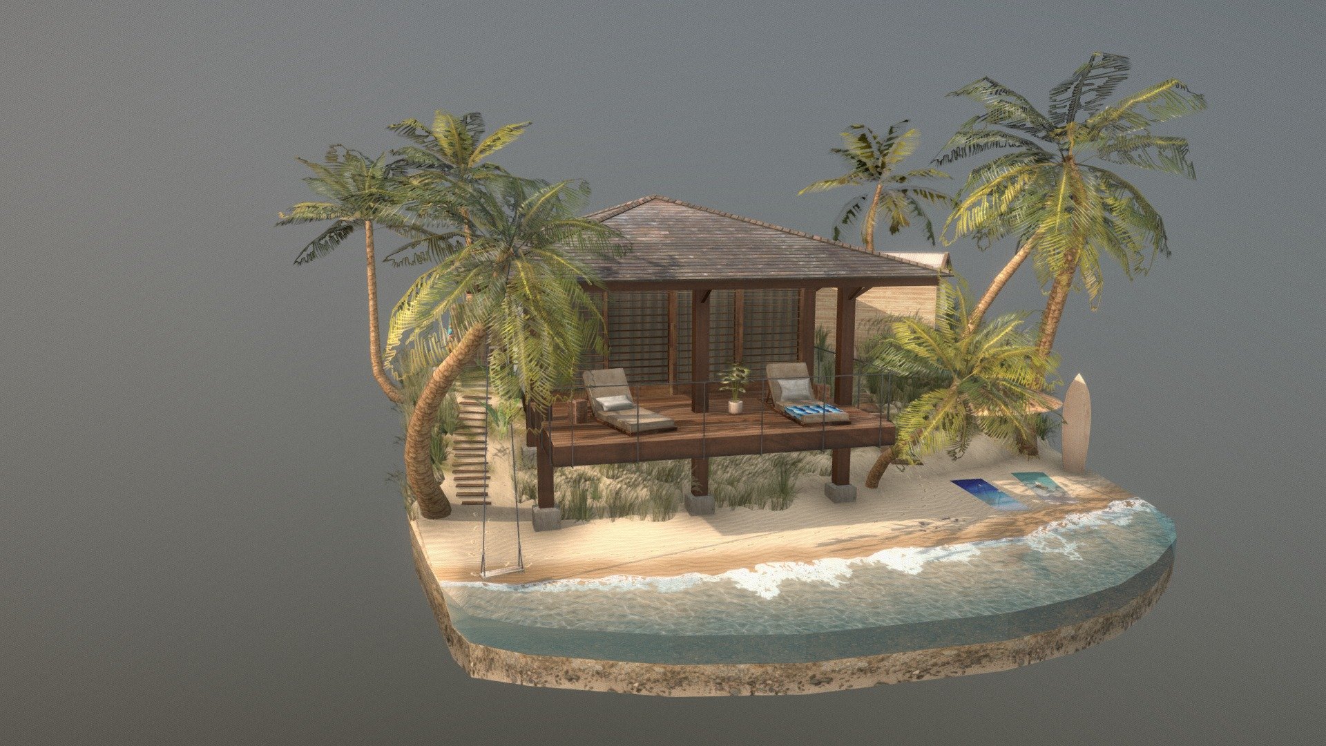 Holiday beach house - 3D model by samofal.a [b5288e4] - Sketchfab