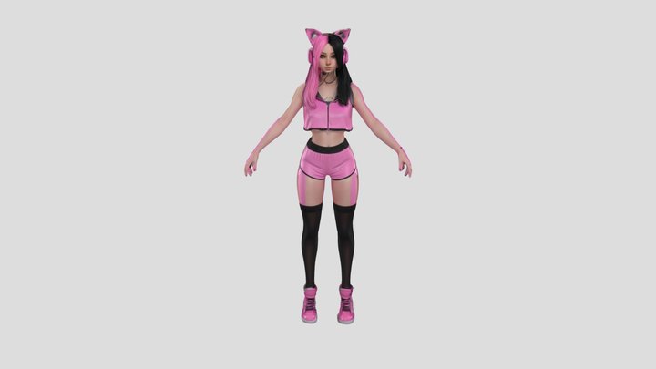 Gamer Girl Style 3D Model