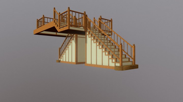 Classic Victorian Edwardian Gilded Age Staircase 3D Model