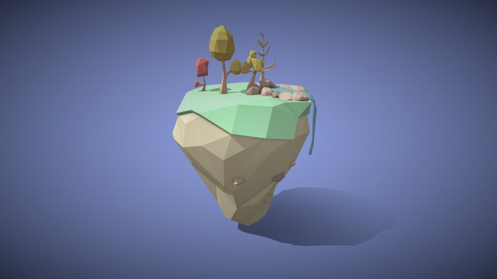 Low Poly Floating Island 3D Model