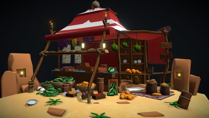 DAE Bazaar - Middle Eastern Fruit Vendor 3D Model