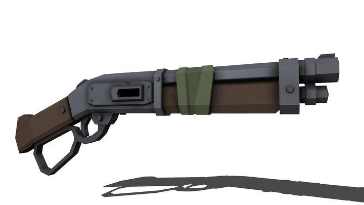 Lever-Action Shotgun (Low Poly) 3D Model