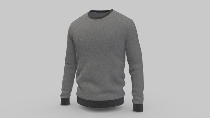 Sweater full sleeves grey 3D Model